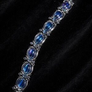 Silver and Blue Beaded Bracelet